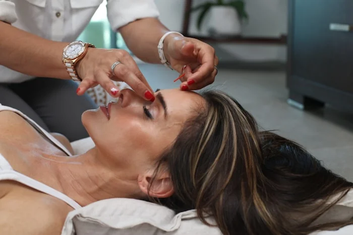 Woman taking a daily beauty supplement
